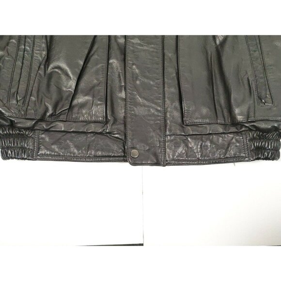 Vintage J Park Mens  Leather Jacket W Hood Bomber Biker Rock Steampunk XL - Picture 8 of 11
